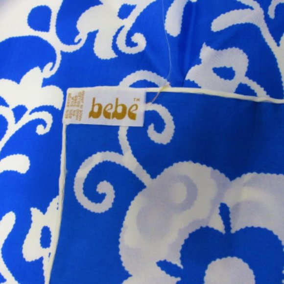 Bebe Accessories - Vintage Bebe Rayon Silk Blue & White Floral Scarf